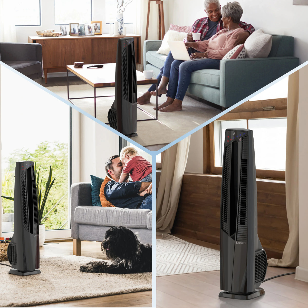 2026 NewLasko 38" Duo Comfort High Velocity Fan and Electric Ceramic Space Heater, Remote, Black, FHV801