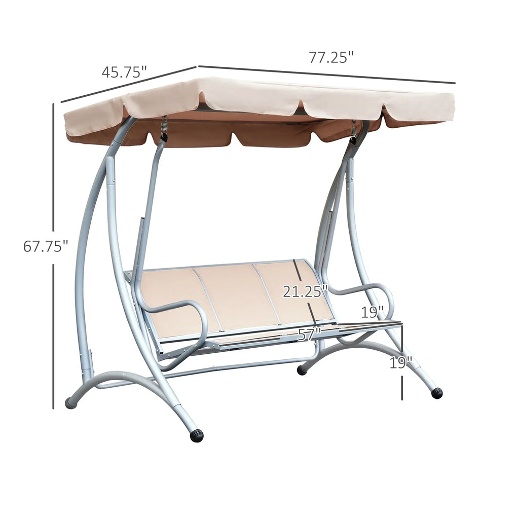 2026 NewOutsunny 3 Person Patio Swing Seats, Porch Swing with Stand & Adjustable Canopy, Heavy Duty Outdoor Swing Chair Bench for Adults, Black