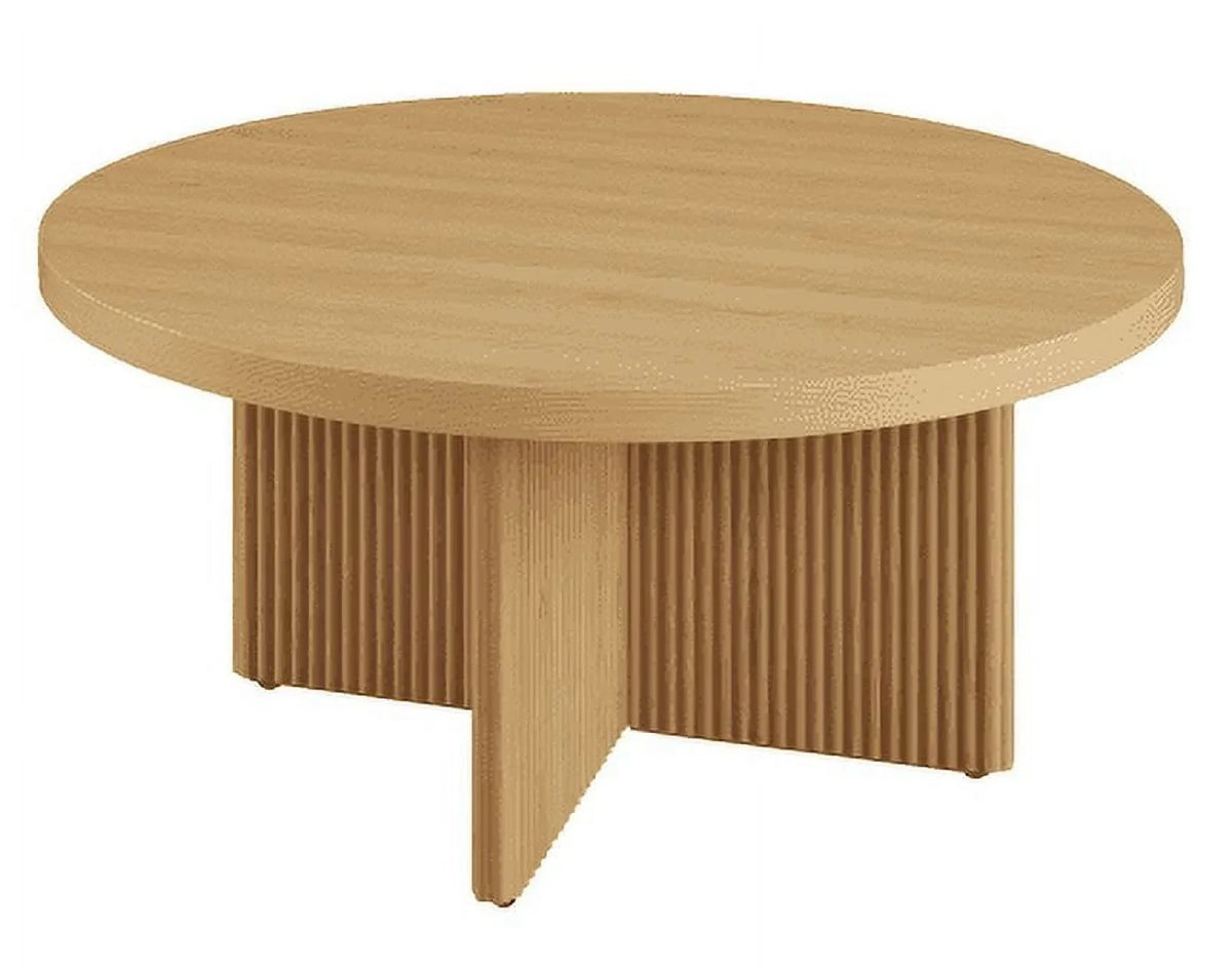 2026 NewBetter Homes & Gardens Lillian Fluted Coffee Table, Natural Pine Finish