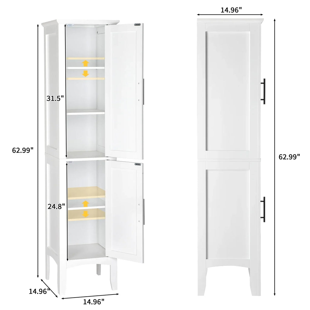 2026 NewKtaxon Bathroom Storage Cabinet Narrow Tall, Freestanding Cabinet Storage Tower with 2 Door, White