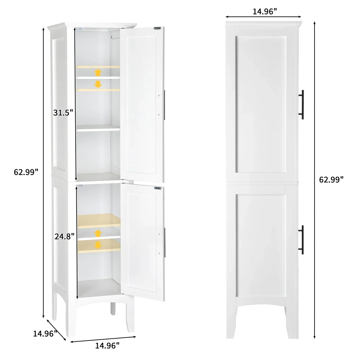 2026 NewKtaxon Bathroom Storage Cabinet Narrow Tall, Freestanding Cabinet Storage Tower with 2 Door, White