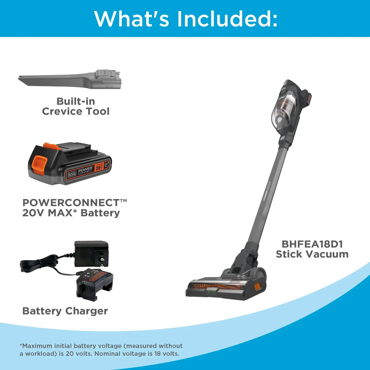 2026 NewBLACK+DECKER POWERSERIES+ 20V MAX* Cordless Stick Vacuum Kit, for Carpet and Hard Floors, Convertible to Handheld, 44 Minute Run-time, for Daily Cleaning, BHFEA18D1