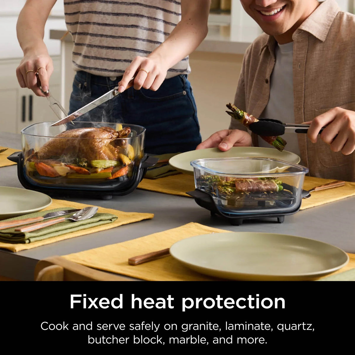 2026 NewNinja Crispi 3-in-1 Portable Glass Air Fryer Cooking System, 1500W, 4-Qt & 5-Cup TempWare Glass Containers with Storage Lids, Microwave, Freezer & Dishwasher Safe, White, FN100WH