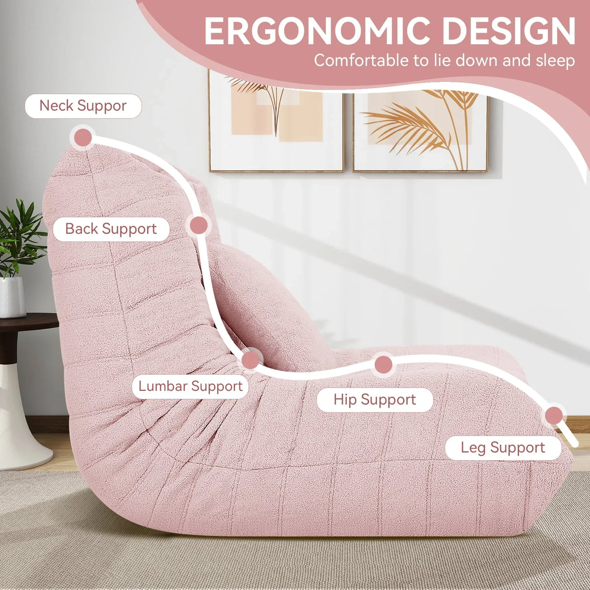 2026 NewVFD Bean Bag Chairs for Adults, Beanbag Chair with Ottoman Lounge Sofa Memory Foam Comfy Reading Chair for Bedroom & Living Room, Lazy Floor Sofa Couch