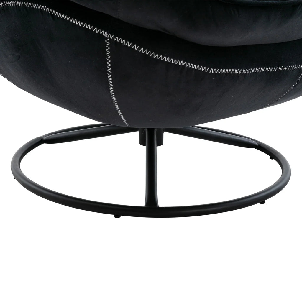 2026 NewVelvet Swivel Accent Chair with Ottoman, Modern Chaise Lounge Chair with Metal Frame and Footstool, Comfy Armchair Reading Chair for Living Room Bedroom Office,Blue