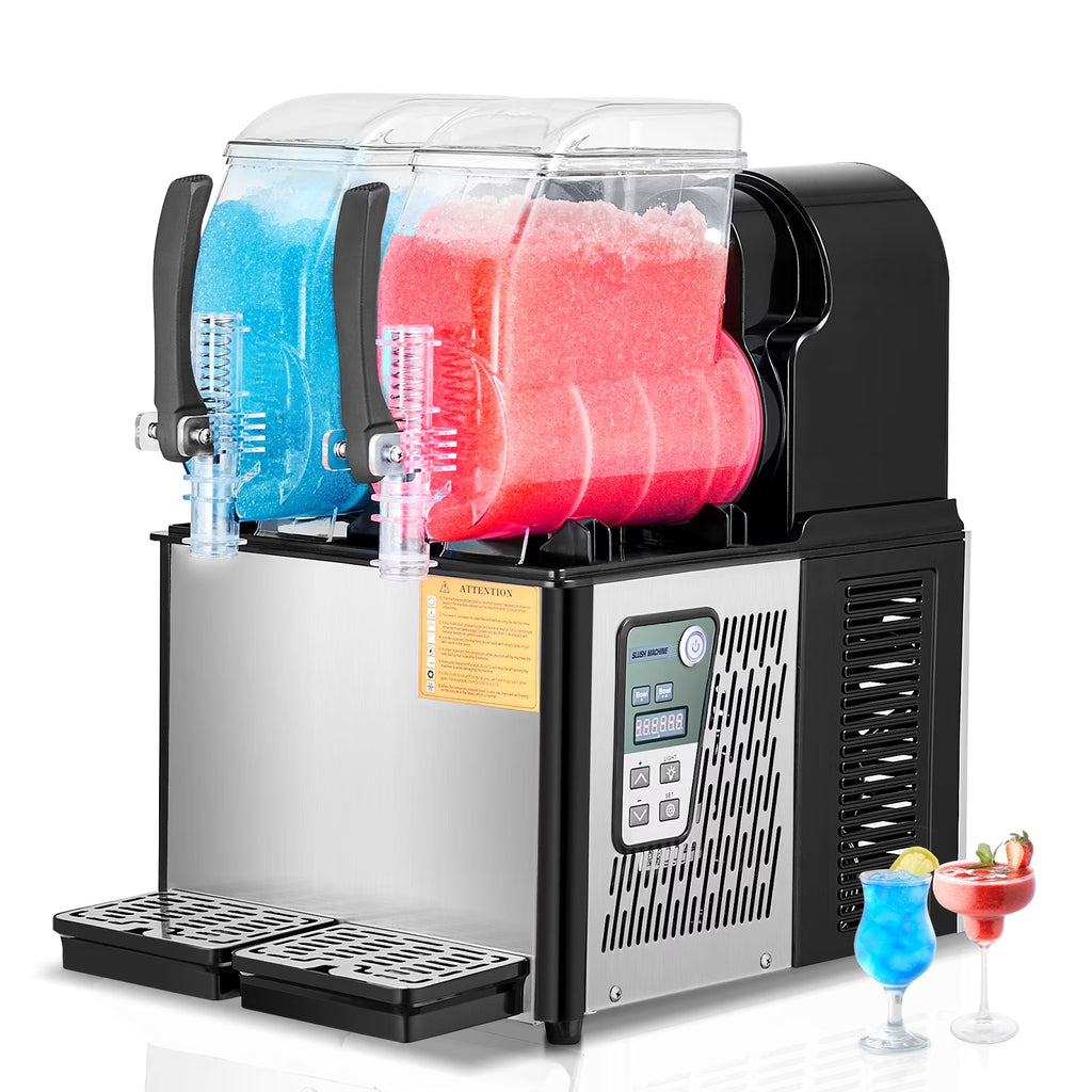 2026 NewKFFKFF Commercial Slushy Machine, 4L*2 Tank Slushie Machine, Frozen Drink Machine with Temperature Preservation, Slushy Maker Machine