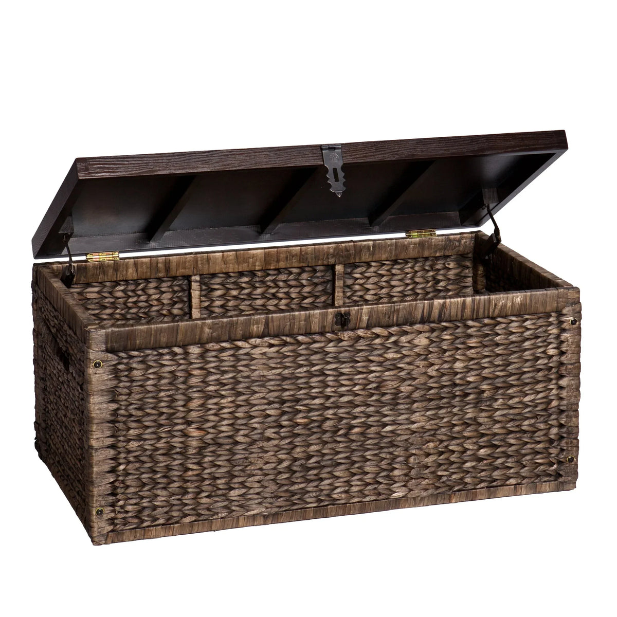 2026 NewSamford Water Hyacinth Storage Trunk, Blackwashed with Espresso