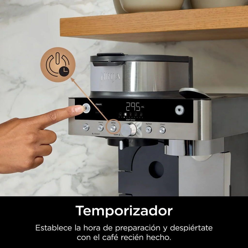 2026 Cafetera Ninja Prestige CFN802EU 2 en 1 de filtro y cápsulas con espumador incorporado, prepara lattes, café helado y flat whites, color negro.