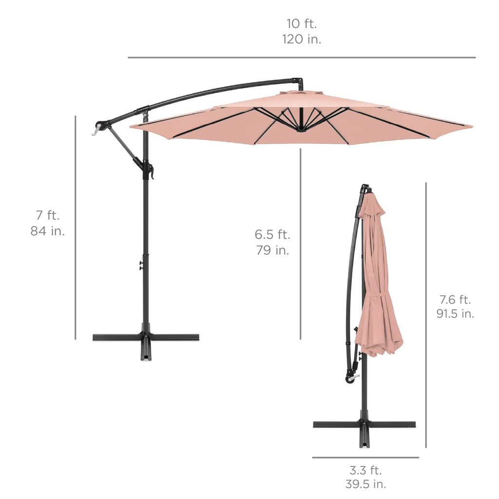 2026 NewBest Choice Products 10ft Offset Hanging Outdoor Market Patio Umbrella w/ Easy Tilt Adjustment - Tan