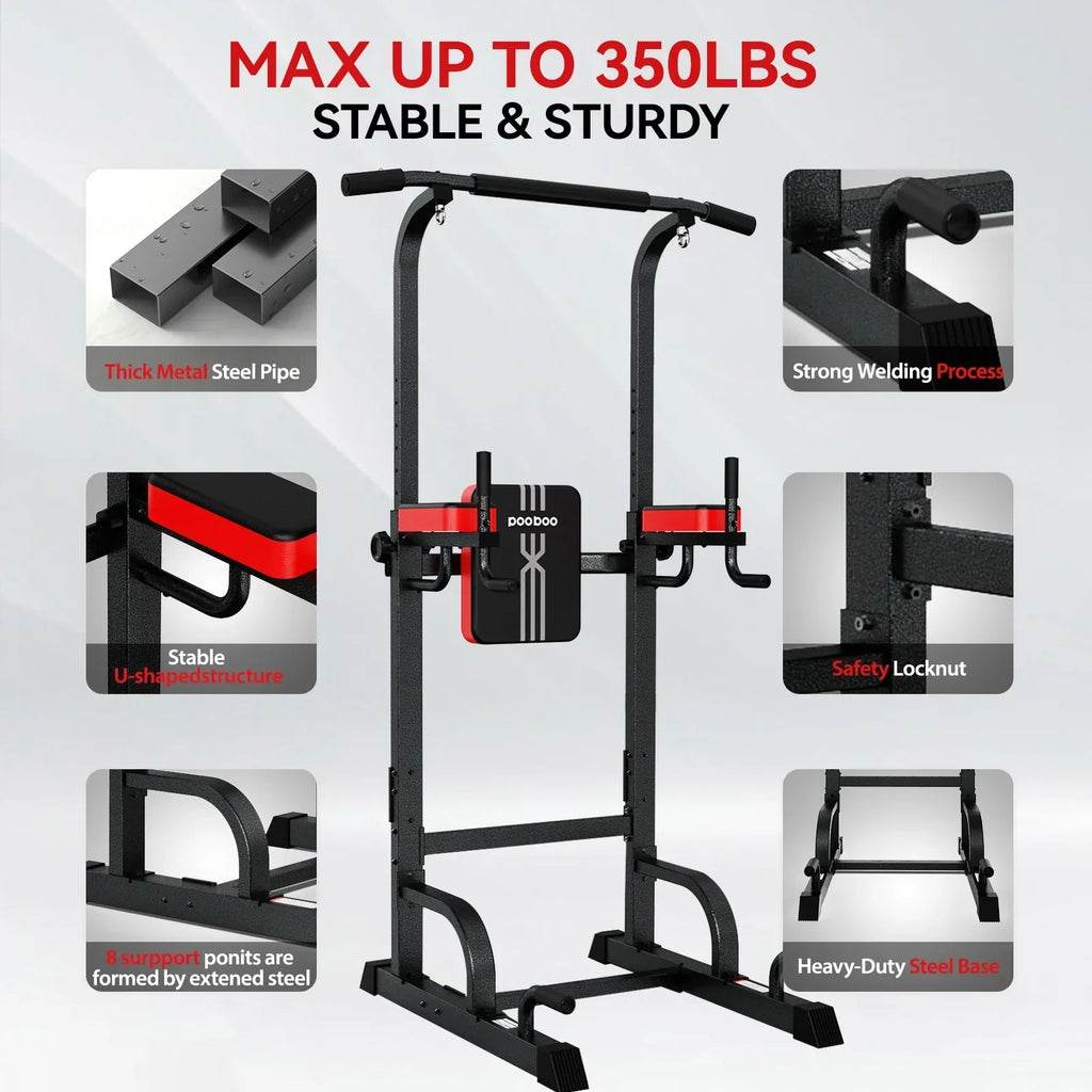 2026 NewLNOW Multifunction Power Tower Pull up Bar Dip Station Power Rack with Adjustable Backrest for Home Gym Strength Training Workout Equipment Max Weight 480lbs