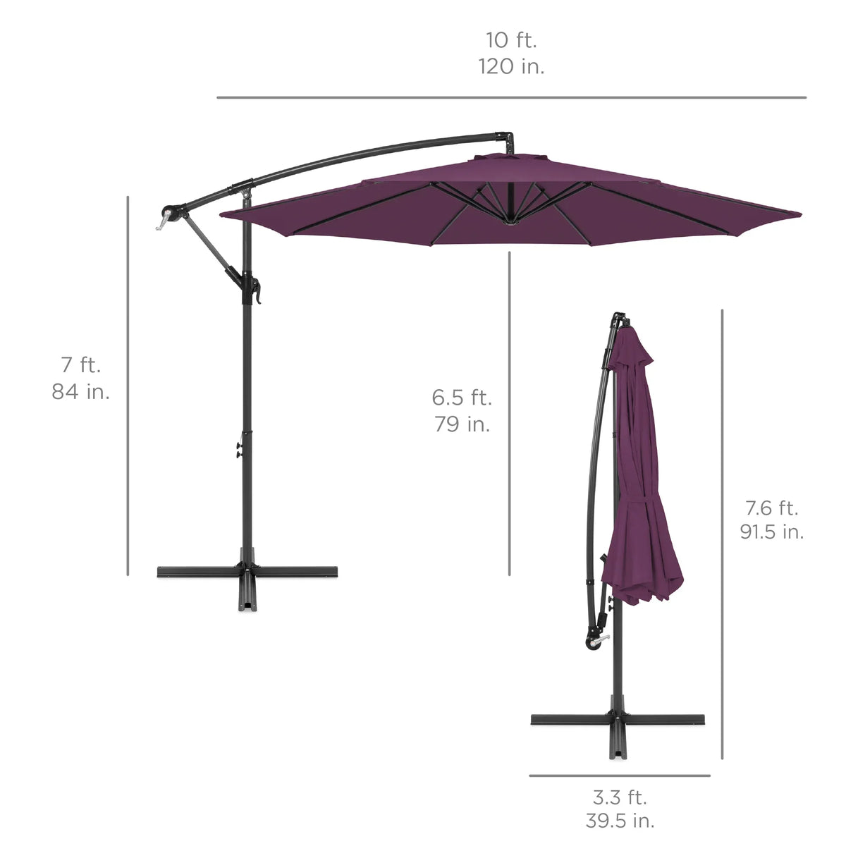 2026 NewBest Choice Products 10ft Offset Hanging Outdoor Market Patio Umbrella w/ Easy Tilt Adjustment - Tan