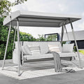 2026 NewTQKVIPI Oversized 4 Person Outdoor Porch Swing with Adjustable Backrest Canopy,2-in-1 Swing Bed 800 lbs Capacity,Patio Swing with Removable Cushions for Yard Garden Poolside Balcony