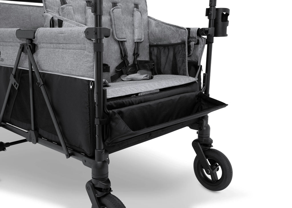 2026 Carrito-Paseador Jeep Wrangler Deluxe para 4 Niños – Capota Desmontable, Bolsa Térmica, Asientos Modulares, Almacenamiento XXL, Ruedas Antipinchazos, Manillares Ajustables