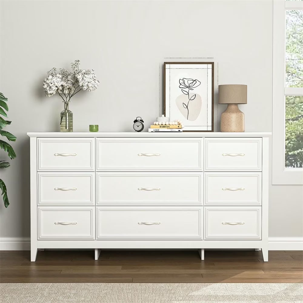 2026 NewKadyn Modern 6 Drawer Dresser Wood Cabinet,Dresser for Bedroom, Kitchen Storage Cabinet with Drawers, Chest of Drawers(Black)