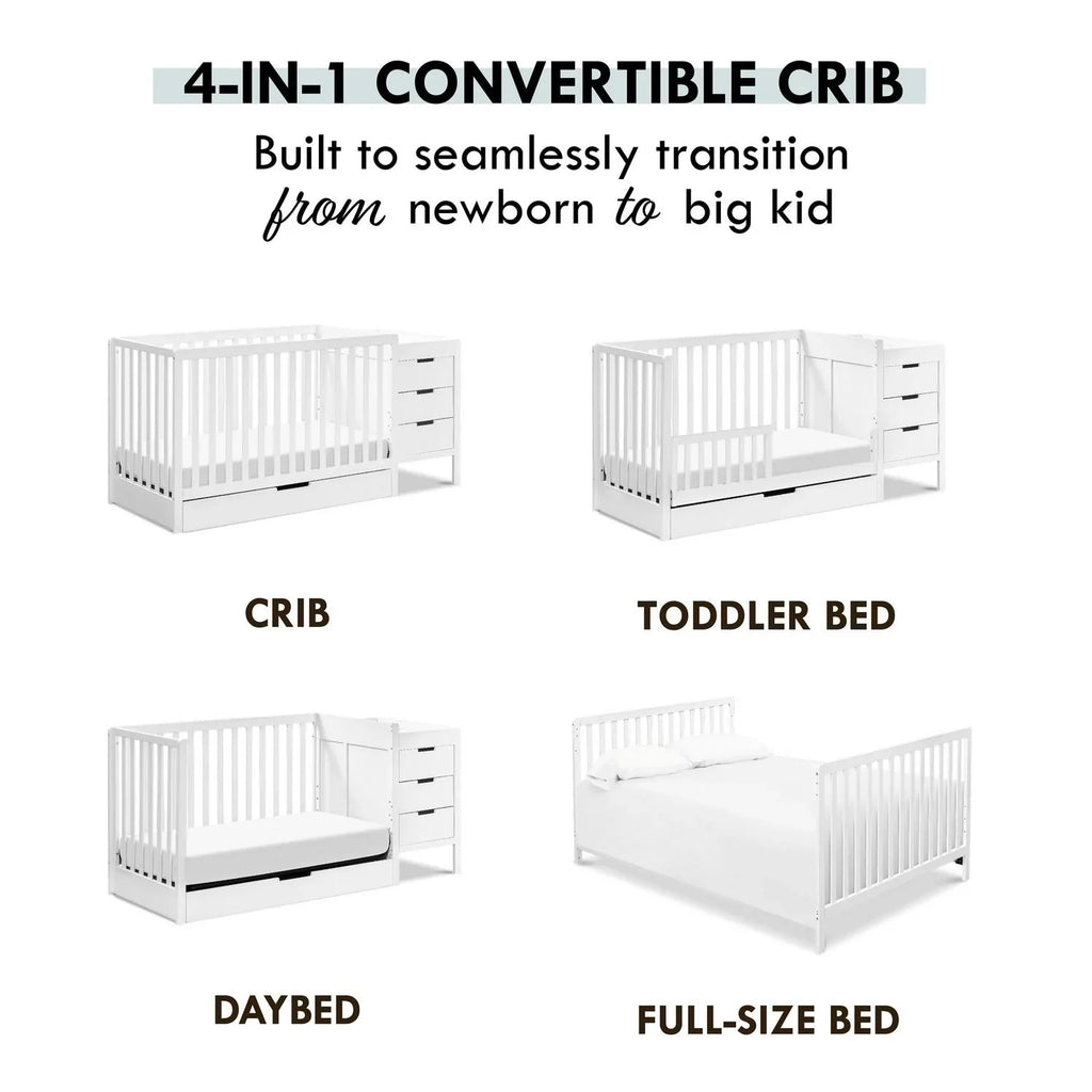 2026 NewCarter-s by DaVinci Colby 4-in-1 Convertible Crib & Changer Combo in White