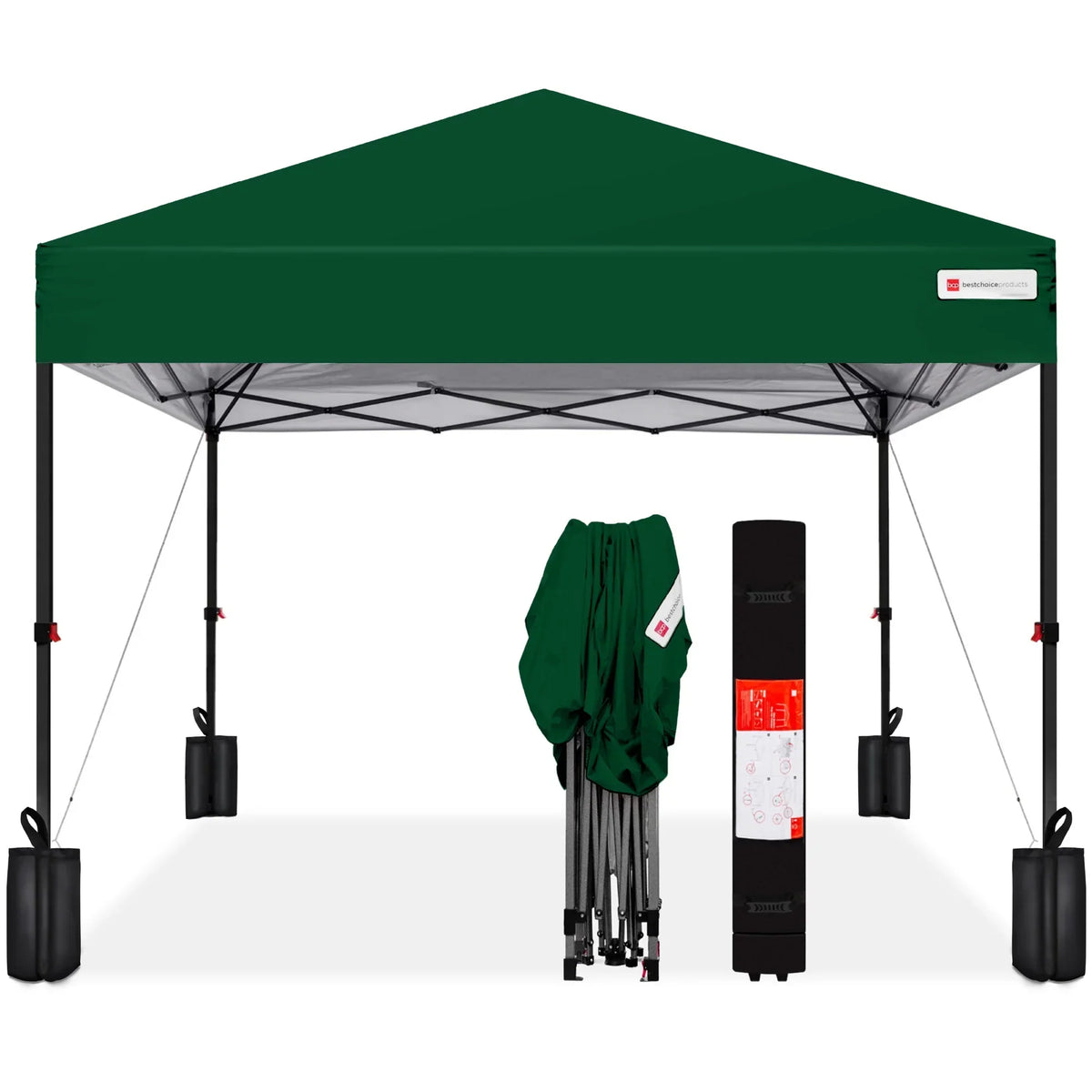 2026 NewBest Choice Products 12x12ft Easy Setup Pop Up Canopy w/ 1-Button Setup, Wheeled Case, 4 Weight Bags - Navy Blue