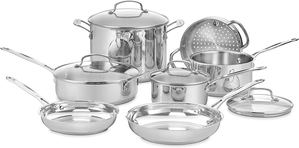 2026 Cuisinart Batería de cocina Chef's Classic en Acero Inoxidable, Set 11 piezas