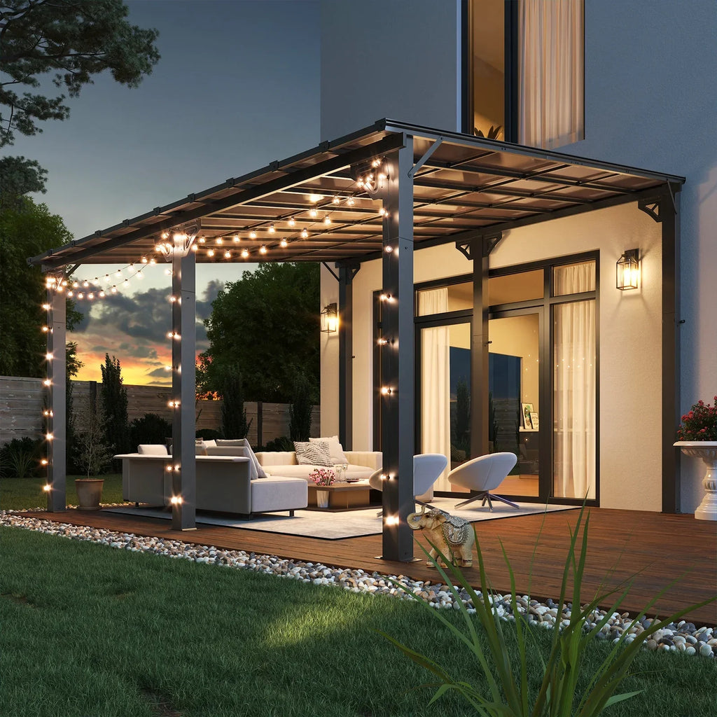 2026 NewAoxun 8' x 5' Gazebo for Patio, Gazebo Pergola with Sloped Roof, Grill Gazebo Large Wall-Mounted Heavy Duty Awnings, for Backyard, Deck, Patio