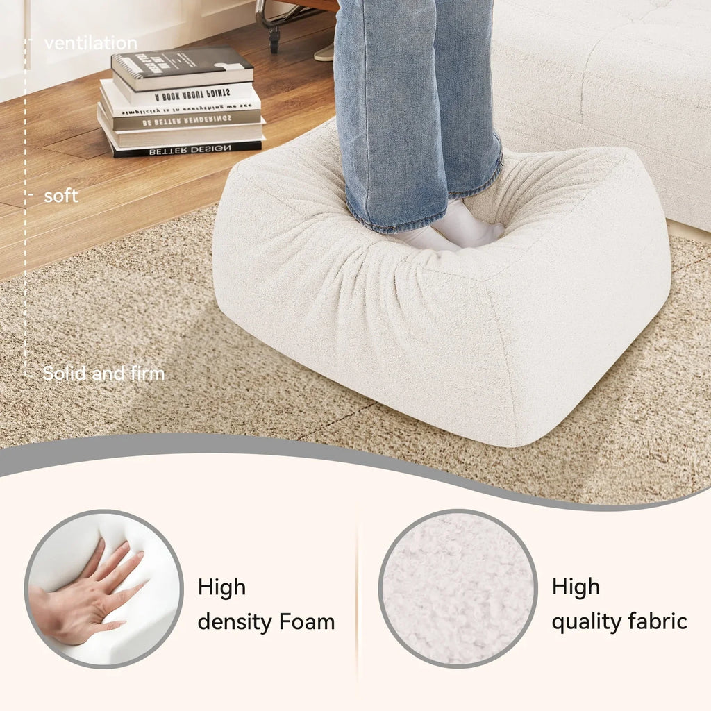2026 NewVFD Bean Bag Chairs for Adults, Beanbag Chair with Ottoman Lounge Sofa Memory Foam Comfy Reading Chair for Bedroom & Living Room, Lazy Floor Sofa Couch