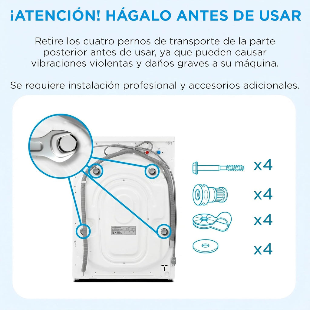 2026 Midea Lavadora de carga frontal 8 kg, 1950 W, 1350 rpm, motor Inverter, 15 programas, HealthGuard, lavado rápido, vapor y modo Eco