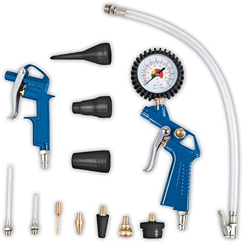 2026 Compresor Scheppach HC51V (1500 W, 50 L, 10 bar, capacidad de entrada 220 l/min, reductor de presión, sin aceite, diseño vertical que ahorra espacio) - incluye juego de 13 herramientas neumáticas y manguera trenzada de 15 m