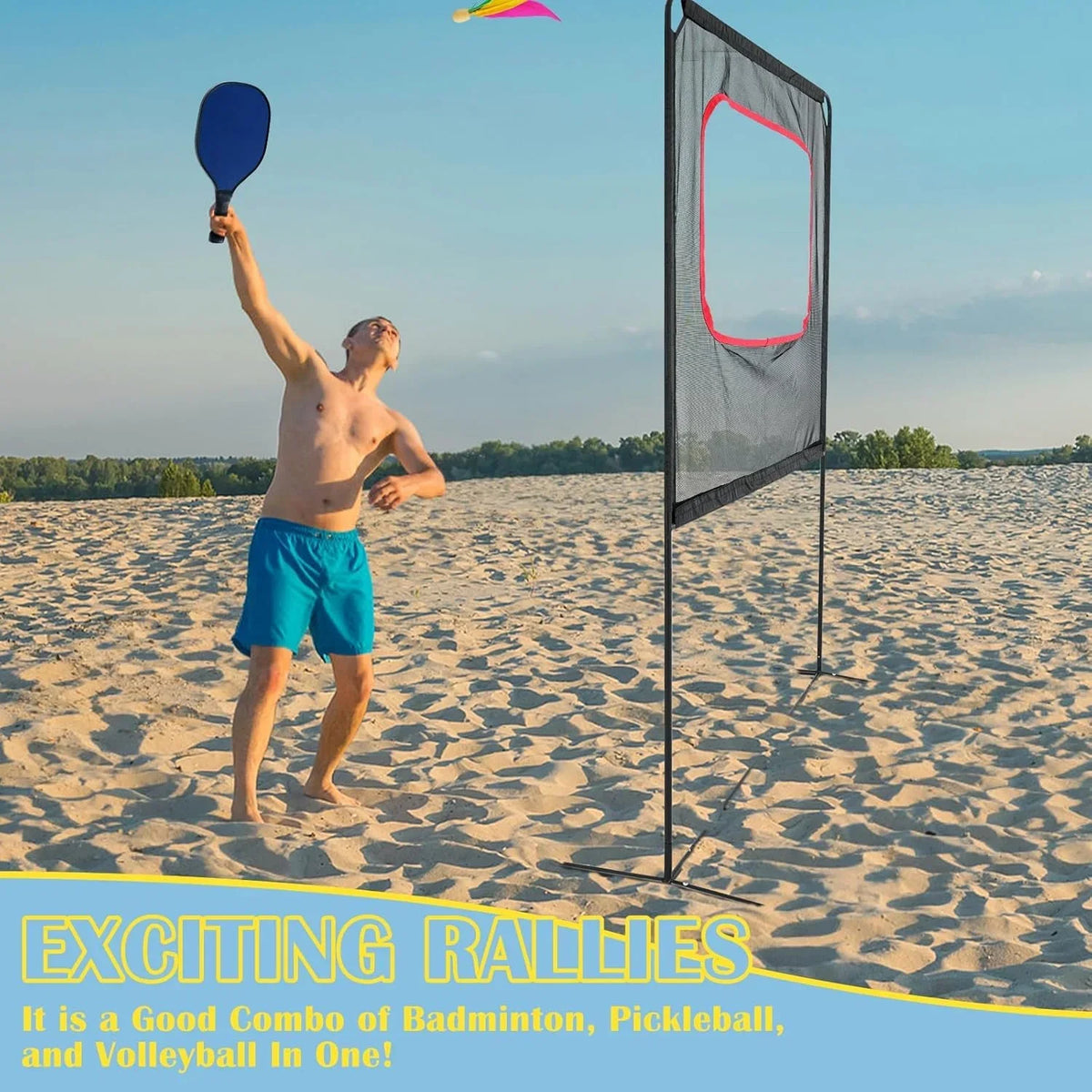 2026 NewSlsy Portable Pickleball with Net, A Racket Game That Combines Pickleball, Badminton, Jianzi, and Tennis, Backyard Games Sport Outdoor Indoor, Fun Games for Kids & Adults
