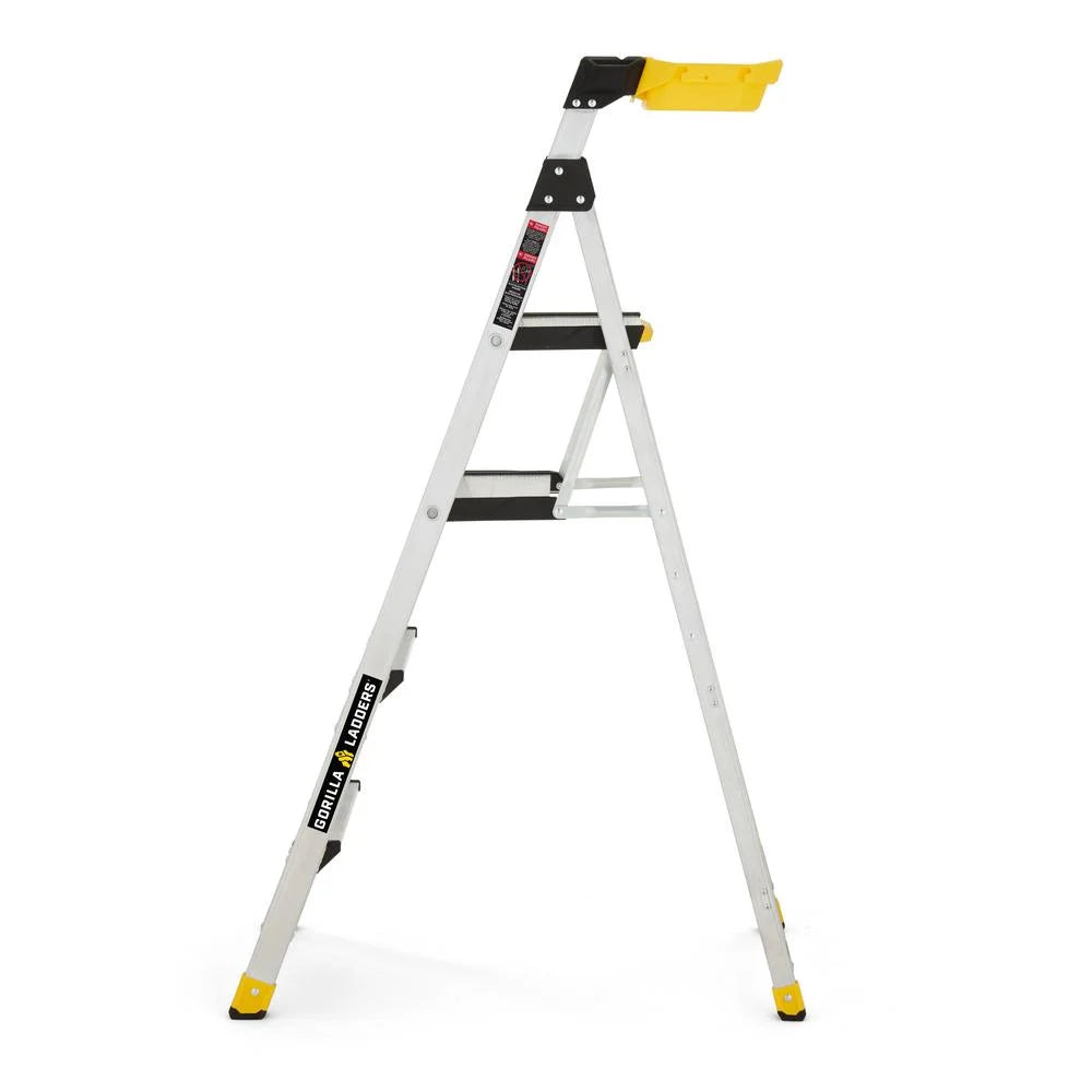 2026 NewGorilla Ladders Removable Dual Platform Heavy Duty Ladder With Project Bucket, 5.5 ft, Aluminum, Multicolor