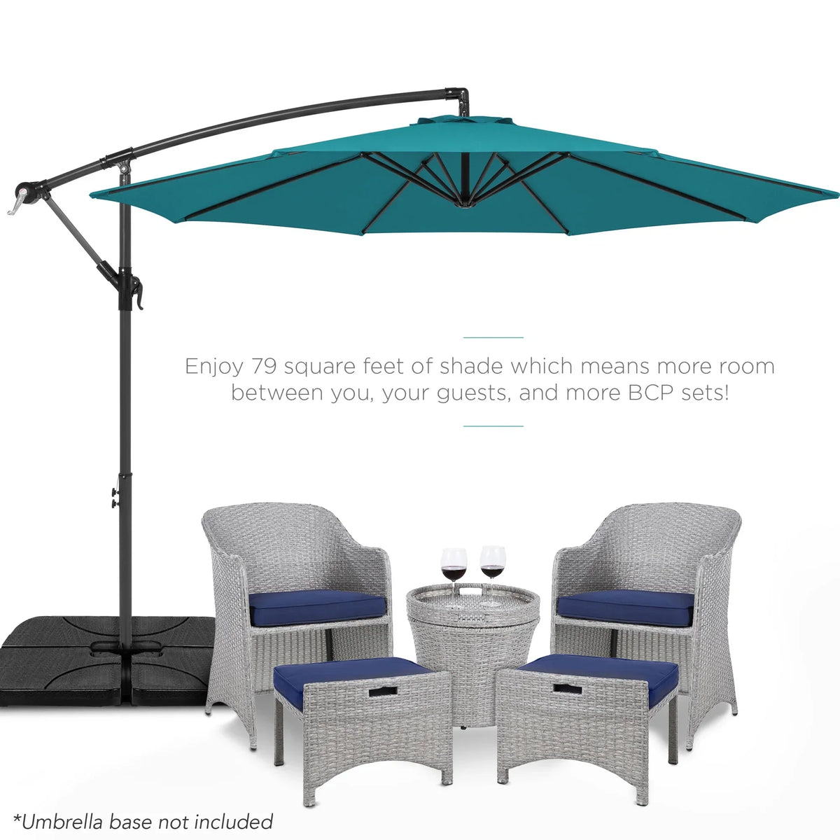 2026 NewBest Choice Products 10ft Offset Hanging Outdoor Market Patio Umbrella w/ Easy Tilt Adjustment - Tan