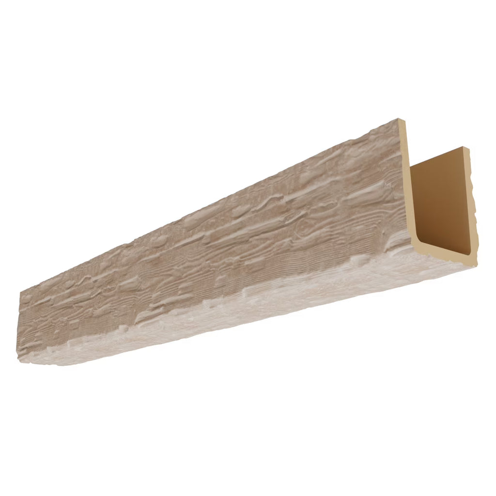 2026 NewEkena Millwork 3 1/2"W x 3 1/2"H x 120"L 3-Sided (U-Beam) Salvaged Timber HeritageTimber Faux Wood Ceiling Beam, Kona Brown