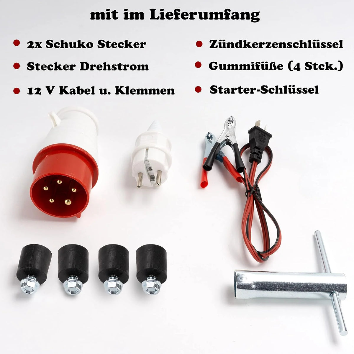 2026 Generador de corriente con gasolina | Accesorios incluidos | Grupo electrógeno silencioso | 5 enchufes 3 x 230 V / 1 x 400 V / 1 x 12 V | 6,5 CV