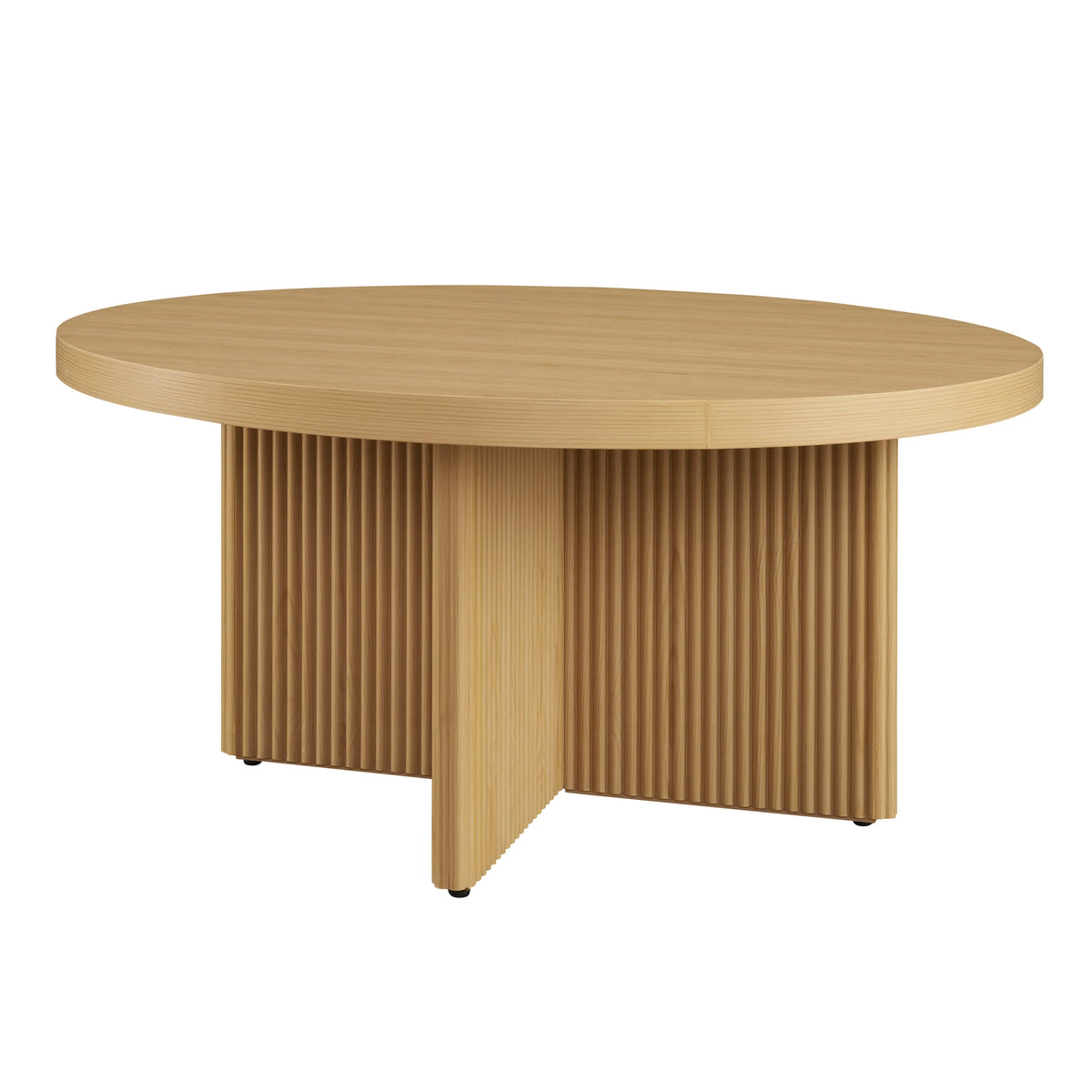 2026 NewBetter Homes & Gardens Lillian Fluted Coffee Table, Natural Pine Finish