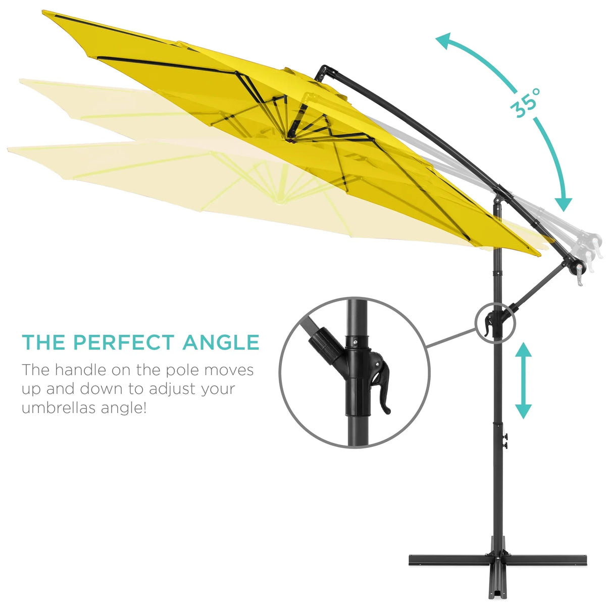 2026 NewBest Choice Products 10ft Offset Hanging Outdoor Market Patio Umbrella w/ Easy Tilt Adjustment - Tan