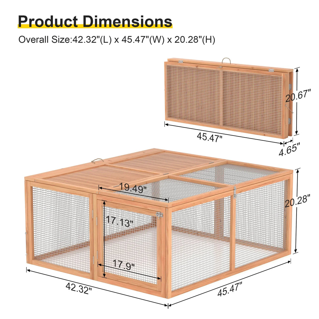 2026 NewPortable Chicken Coop Run Rabbit Hutch Outdoor Small Animal Cage House Wooden Poultry Enclosure for Bunny, Duck, Chick, Quail, No Assembly Required