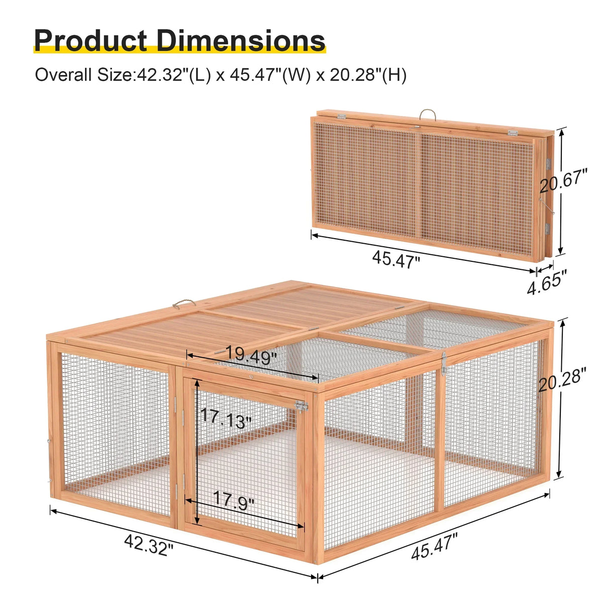 2026 NewPortable Chicken Coop Run Rabbit Hutch Outdoor Small Animal Cage House Wooden Poultry Enclosure for Bunny, Duck, Chick, Quail, No Assembly Required