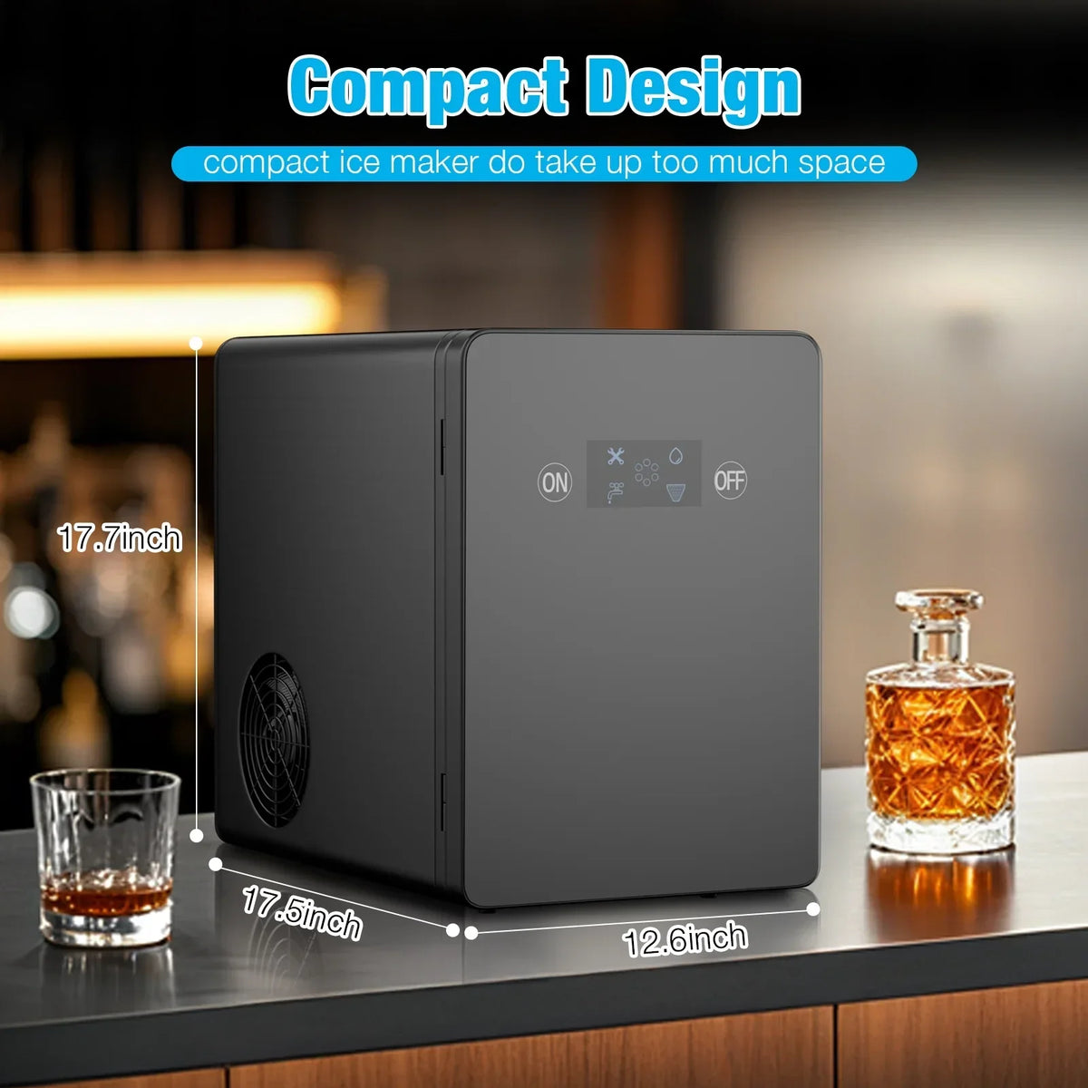 2026 NewTABU 40Lbs/24H Countertop Ice Maker Machine,3 in 1 Ice Maker with Water Dispenser,Crushed Ice,Black