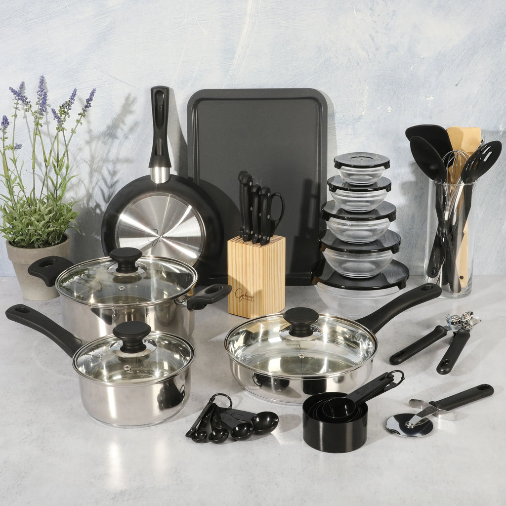 2026 NewGibson Home 71-Piece Stainless Steel Silver Cookware Combo Set