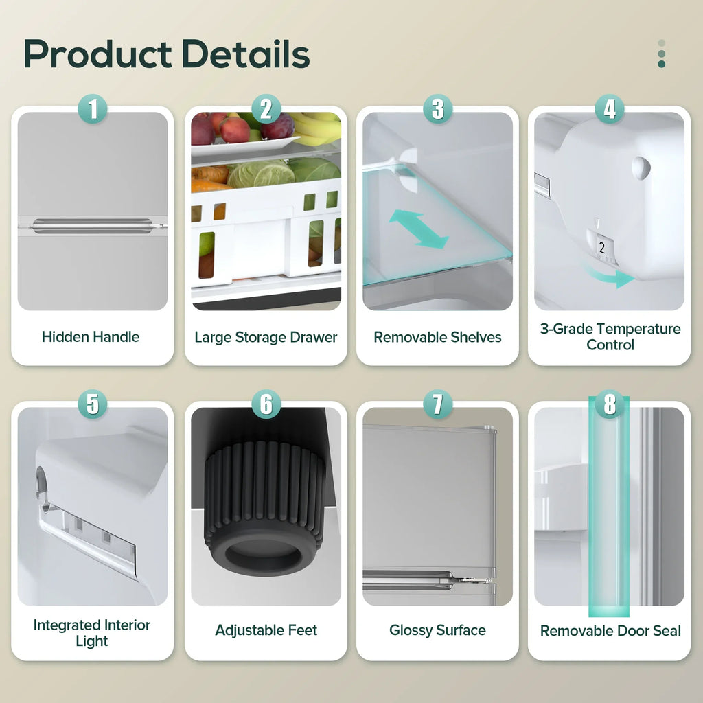 2026 NewAuseo 3.1 Cu.Ft Double Door Mini Fridge with Freezer, Compact Retro Refrigerator for Dorm, Office, Bar, Bedroom, Black