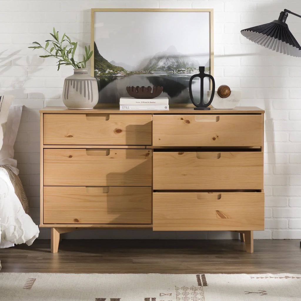 2026 NewWalker Edison Sonoma 6-Drawer Solid Wood Caramel Dresser