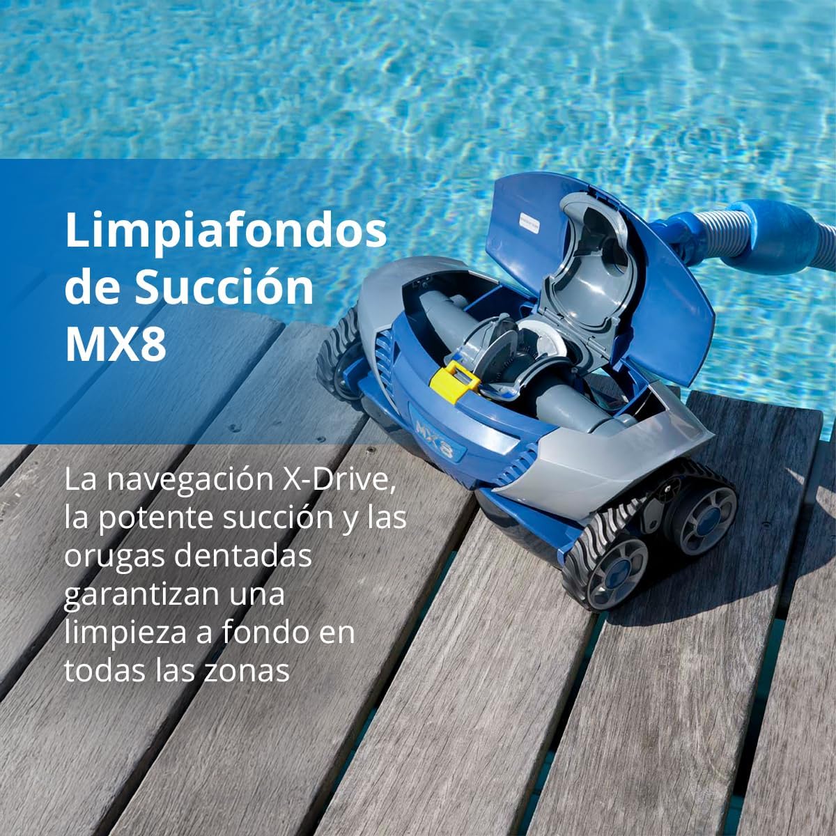 2026 Robot limpiador hidráulico Zodiac MX8 para piscinas enterradas de hasta 12 x 6 m.