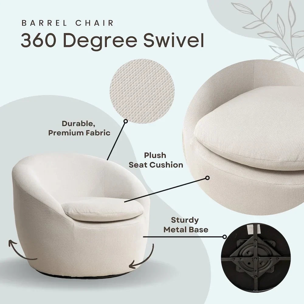 2026 NewRoundhill Furniture Winnie Modern Barrel Chair, 360" Swivel