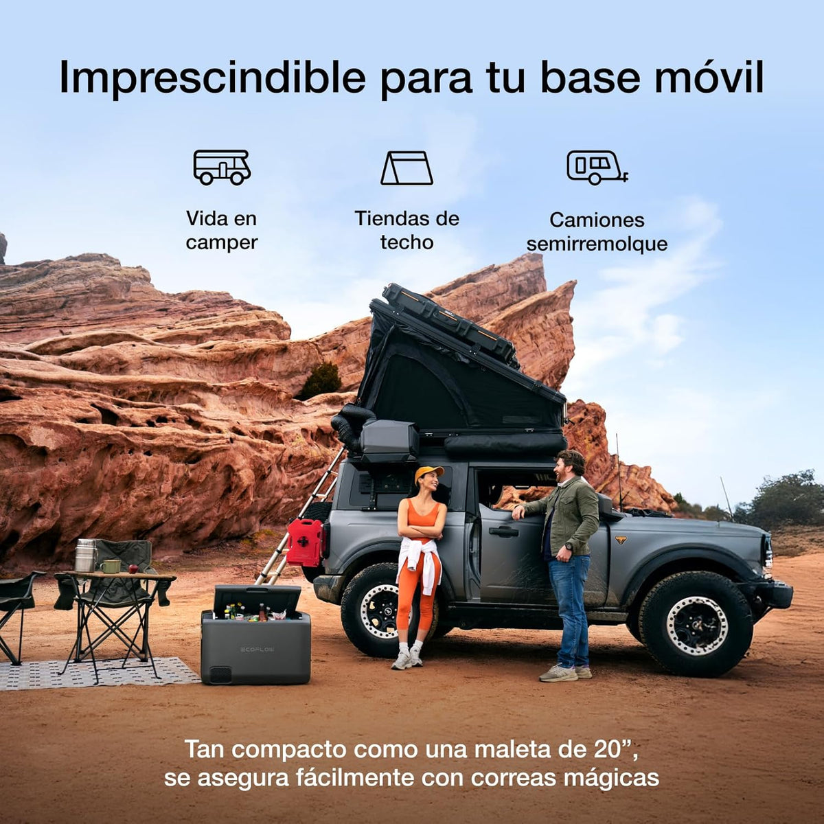 2026 EcoFlow WAVE 3 Climatizador portátil con batería extra de 1024 Wh, refrigeración 1800 W, calefacción 2000 W, autonomía de 8 h, control por app, para camping, autocaravanas, todoterrenos
