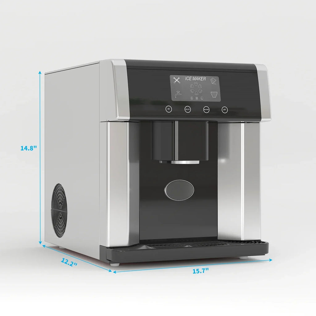 2026 NewTABU 40Lbs/24H Countertop Ice Maker Machine,3 in 1 Ice Maker with Water Dispenser,Crushed Ice,Black