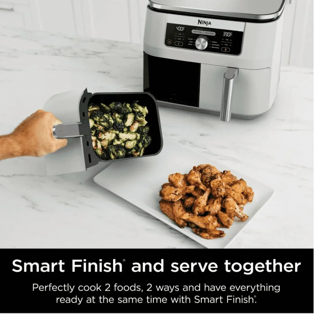 2026 NewNinja Foodi 6-in-1, 8 Quart 2-Basket Air Fryer with DualZone Technology -White