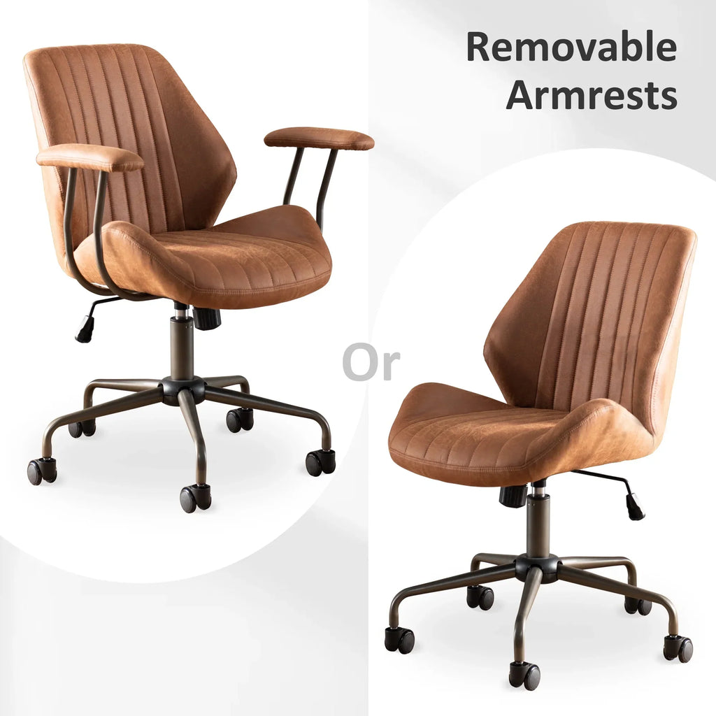 2026 NewOvios Ergonomic Office Chair Modern Computer Desk Suede Fabric Desk Chair with Lumbar Support for Home Office