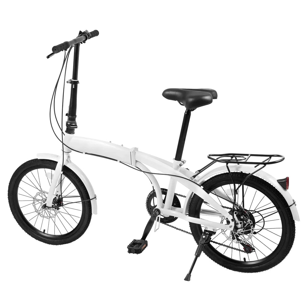 2026 NewLOYALHEARTDY 20" Folding Bike 7-Speed Unisex Mountain Bicycle Adjustable Height MTB City Bike for Adult Teenager High Carbon Steel Foldable Bicycle for Riding Traveling w/Dual Disc Brakes & Fender