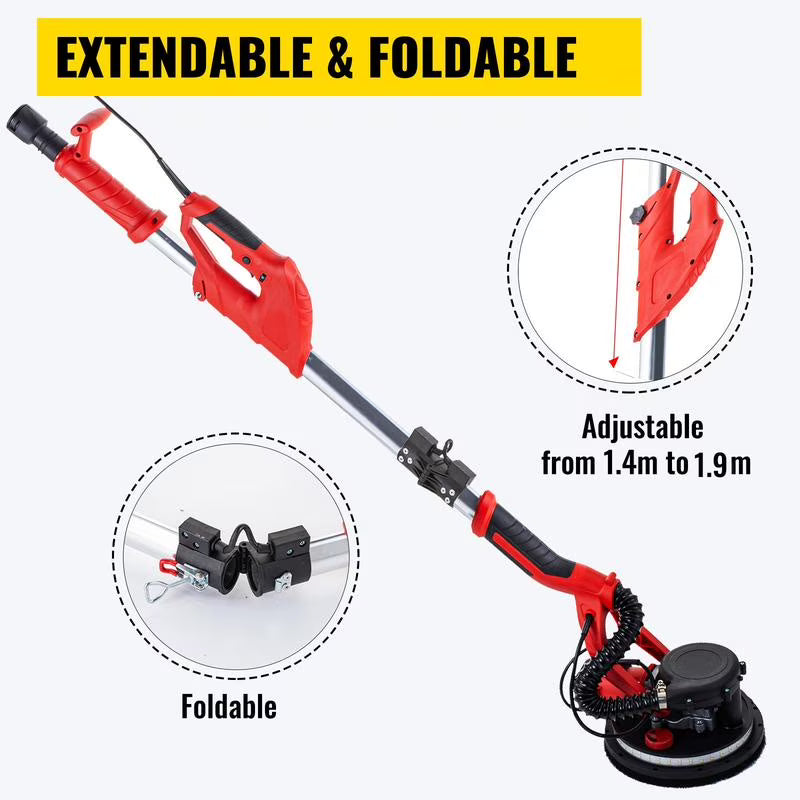 2026 NewDrywall Sander 850W, Electric Drywall Sander, Electric Sander, with LED Strip Light and Vacuum Bag, Variable Speed 800-1750 RPM, Foldable Sheetrock Sander, with Telescope Handle, Wall Sander