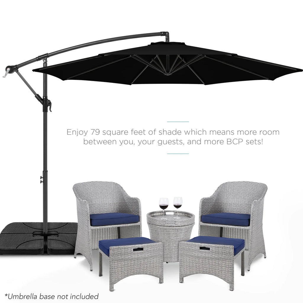 2026 NewBest Choice Products 10ft Offset Hanging Outdoor Market Patio Umbrella w/ Easy Tilt Adjustment - Tan