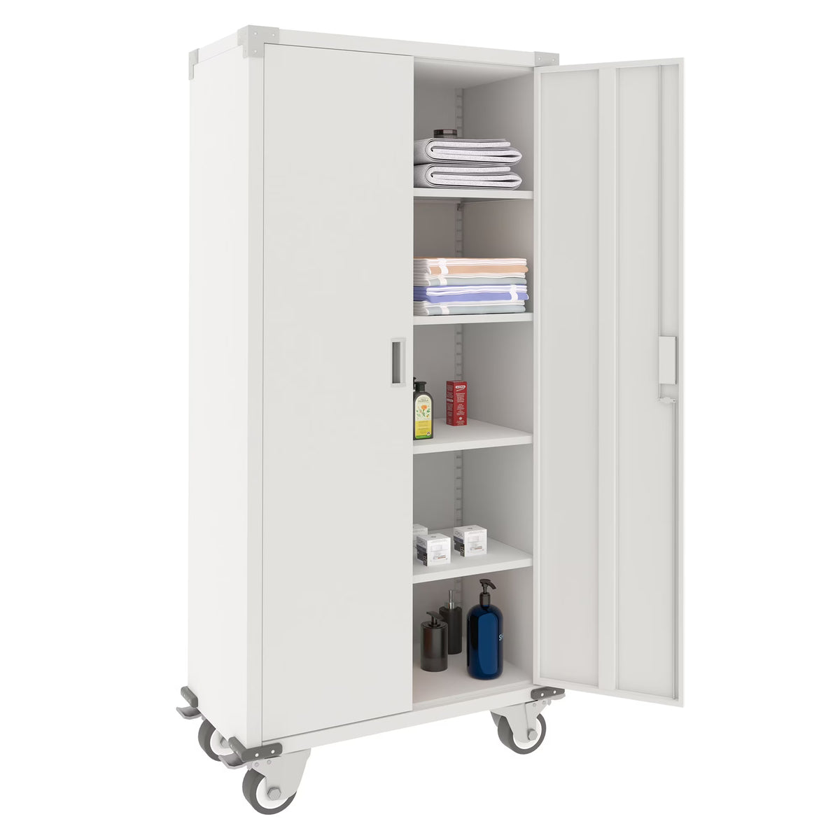 2026 NewAobabo 72 Inch Locking Storage Cabinet w/ Adjustable Shelves, Gray