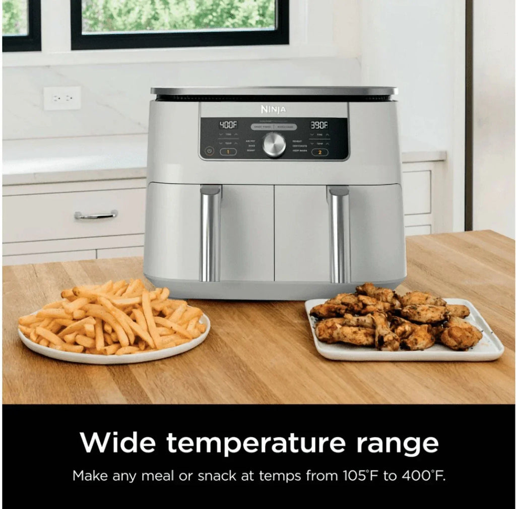 2026 NewNinja Foodi 6-in-1, 8 Quart 2-Basket Air Fryer with DualZone Technology -White