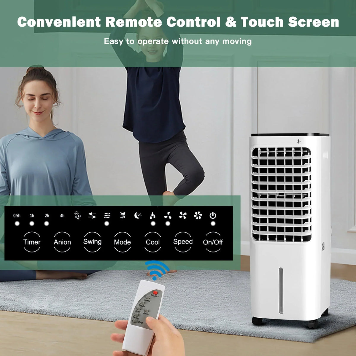 2026 NewCostway 4-in-1 Portable Evaporative Air Cooler 12L Water Tank 4 Ice Boxes